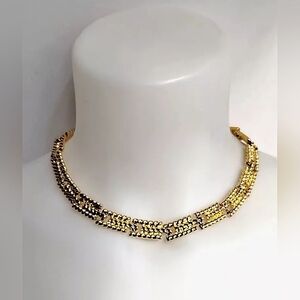 Vintage 90s Anne Klein Gold Rope Link Choker Necklace Minimalist Elegant Chic